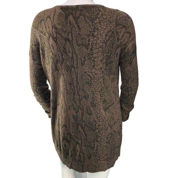 BCBG Womens Size Large Knit Tunic Top Reptile Print Oversized Cotton Modal Blend - Picture 7 of 16